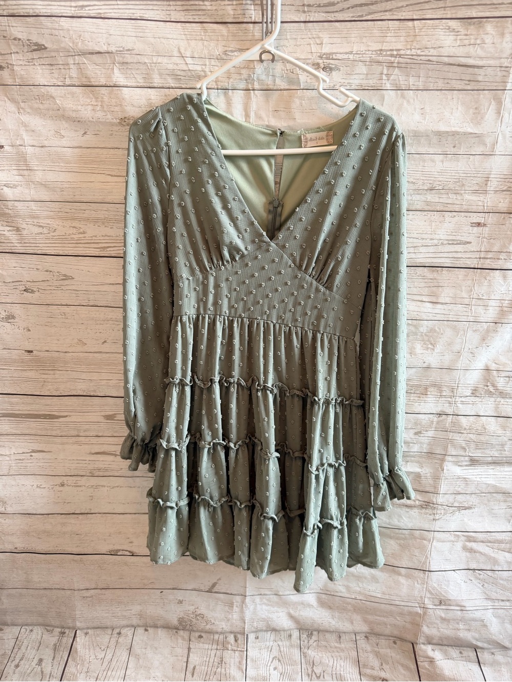 Altar'd State Sage Green Long Sleeve Mini Dress